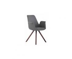 Superbe chaise de salle à manger, de cuisine, de salon singapour cuir synthetique noyer rond