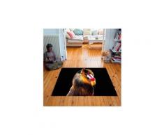 Tapis carré velours antidérapant imprimé animaux bobo - 135 x 135 cm