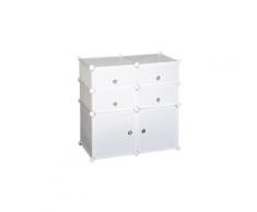Armoire étagère à chaussures 3 niveaux 6 compartiments plastique + autocollants décoratifs 75l x 37l x 73h cm blanc