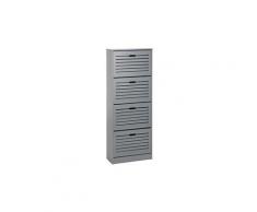 Meuble à chaussures en colonne adria armoire avec 4 abattants rangement pour 24 paires, en mdf gris mat