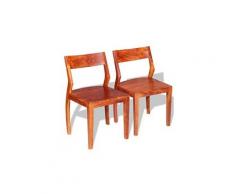 Icaverne - chaises de cuisine magnifique chaise de salle à manger 2 pcs bois d'acacia massif et sesham