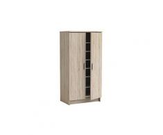 Armoire à chaussures en panneaux de particule, chêne brosse - dim : 54,6 x 108,4 x 35,3 cm -pegane-