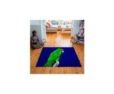 Tapis carré velours antidérapant imprimé animaux green parrot - 135 x 135 cm
