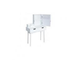 Coiffeuse avec miroir et tabouret, coiffeuse moderne blanche table de maquillage en bois,armoire à bijoux,coiffeuse enfant/femme,meubles de salle de s