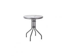 Table de balcon ronde 60 cm en verre trempé et fer taupe