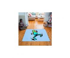 Tapis carré velours antidérapant imprimé animaux jack - 135 x 135 cm
