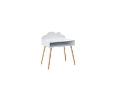 Nuage bureau droit enfant scandinave blanc laqué mat + pieds en bois pin massif - l 70 cm
