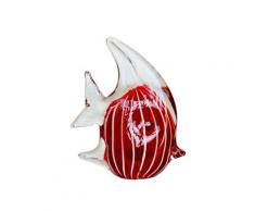 Presse-papier sulfure gros poisson en verre rouge 15cm