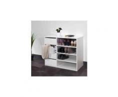 Meuble chaussures en bois blanc avec tiroirs et niches de rangement - mc6016