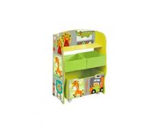 Etagère de rangement enfant en bois coloris vert motif animaux - Dim : H 84 x L 63 x P 30 cm
