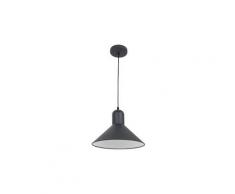 Lustre suspension style industriel 40 w 230 v longueur câble réglable abat-jour dim. Ø35 x 28h cm métal noir
