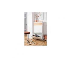 Meuble à chaussures 2 tiroirs en bois coloris blanc et naturel - mc7024