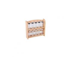 Etagère à épices en bois esprit - 10 pots - l. 29 x h. 27 cm