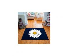 Tapis carré velours antidérapant imprimé floraux lady marguerite - 135 x 135 cm
