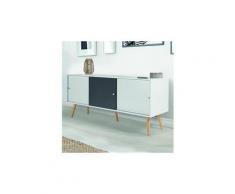 Buffet effie scandinave 3 portes bois blanc et gris
