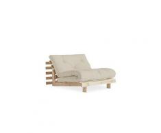 Fauteuil convertible futon racines pin naturel coloris beige couchage 90 x 200 cm.