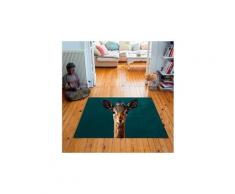 Tapis carré velours antidérapant imprimé animaux little fawn - 135 x 135 cm