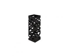 Porte parapluies en acier ajouré motifs quadrillages 16x16x48cm pop - noir