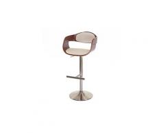 Tabouret de bar hwc-a47, chaise de bar, bois courbé, rétro, en métal brossé ~ aspect noyer, similicuir crème