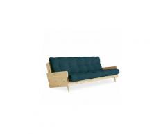 Canapé 3/4 places convertible ingrid style scandinave futon bleu profond couchage 130*190 cm.