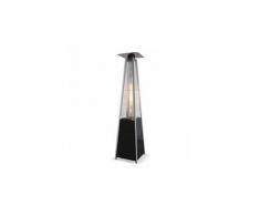 Chauffage extérieur gaz 13kw arctic gris, parasol chauffant design, pyramide flamme réelle avec roulettes
