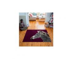 Tapis carré velours antidérapant imprimé animaux zebra - 135 x 135 cm