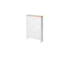 Meuble a chaussures liverpool meuble a chaussures - métal blanc et décor chene - l 65,5 x p 15,5 x h 105 cm