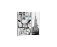 Meuble à chaussures motif New York de 3 tiroirs et une porte pour botes (capacité 18 à 24 paires), Dim : 120 x 24.2 x129.6 cm -PEGANE-