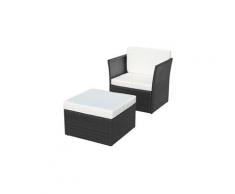 Sièges de jardin ensemble katmandou chaise de jardin avec tabouret noir résine tressée
