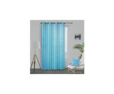 Rideau à oeillets jacquard 135x250 cm cotonade turquoise