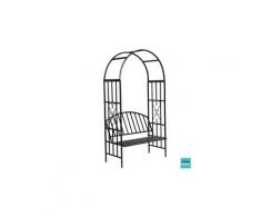 Gloriette de jardin noire avec banc - casasmart cs405451