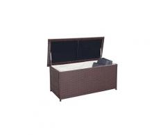 Coffre à coussins en poly-rotin, hwc-d43, coffre de jardin, 290 l ~ brun