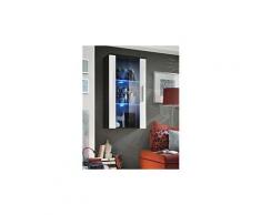 Vitrine led murale design "neo" 110cm wengé & blanc brillant