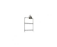 Porte-manteau mural avec lampe en métal vieilli moby