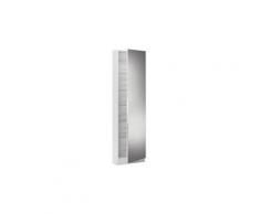 Armoire à chaussures Blanc perle avec miroir et 1 porte, L 50 x P 20 x H 180,50 cm -PEGANE-