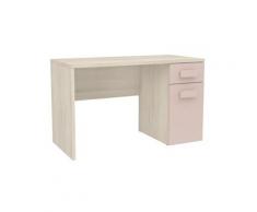 Bureau enfant avec 2 tiroirs coloris acacia / rose - dim : 120 x 54 x 73 cm -pegane-