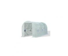 Serre de jardin tunnel surface sol 9 m² 4,5l x 2l x 2h m châssis tubulaire renforcé 18 mm 6 fenêtres blanc