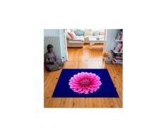 Tapis carré velours antidérapant imprimé floraux dahlia - 135 x 135 cm