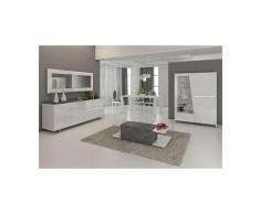 Salle à manger complète blanc laqué décor ardoise design joshua