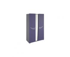 Armoire chambre enfant violet en panneaux de particules, H200 x L123 x P54 cm