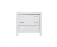 Commode enfant pin massif brossé blanche, H91 x L95 x P52 cm