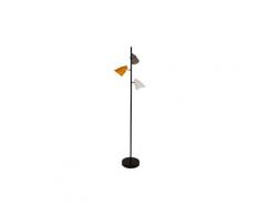 Lampadaire 3 têtes style contemporain vigie - métal - 23 x 23 x 149 cm - blanc, gris, jaune