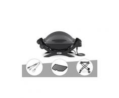 Barbecue électrique weber q 1400 + kit ustensile + plancha + chariot