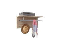 Penderie murale avec tringle et 4 crochets coloris chêne - dim : 72 x 34,5 x 29,3 cm -pegane-