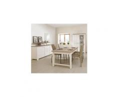 Salle à manger complète frêne blanchi - pompei - l 180 x l 90 x h 77 - neuf