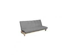 Pack futon latex gris clair 140x200 banquette fresh bois naturel