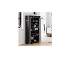 Armoire etagères à chaussures 9 couches avec housse noir 88 x 28 x 160cm