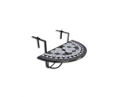 Table de balcon suspendue demi-circulaire noir et blanc