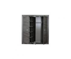Armoire de chambre avignon armoire 3 portes style contemporain coloris bois gris - l 200 cm