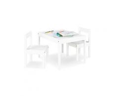 Table avec deux chaises pour enfant en bois de pin laqué blanc ape07029